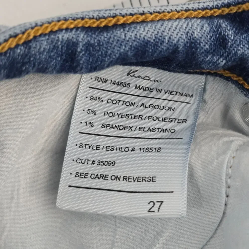 Kancan distressed skinny slim‎ jeans 27 blue womens raw hem 6769